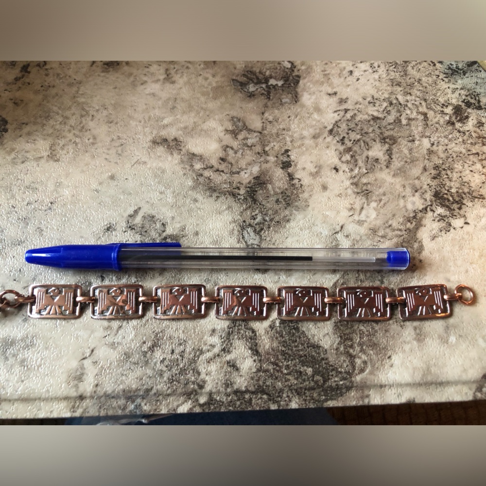 Copper Thunderbird Link Bracelet Native American … - image 4